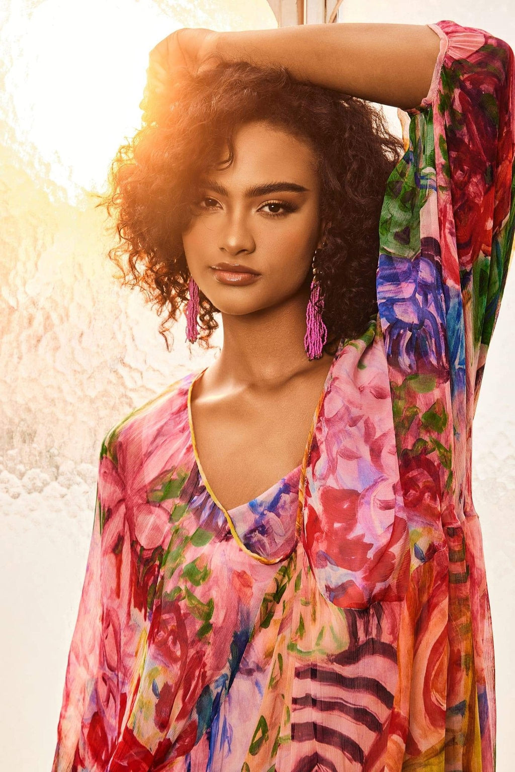 Quinn Baskılı Batwing Kol Midi Elbise