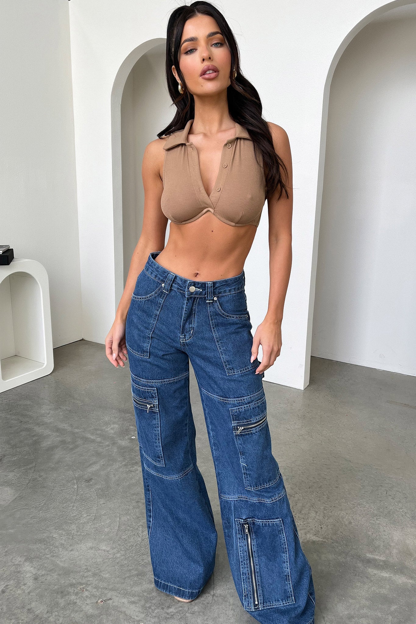 Razor Tank Crop - Kahverengi