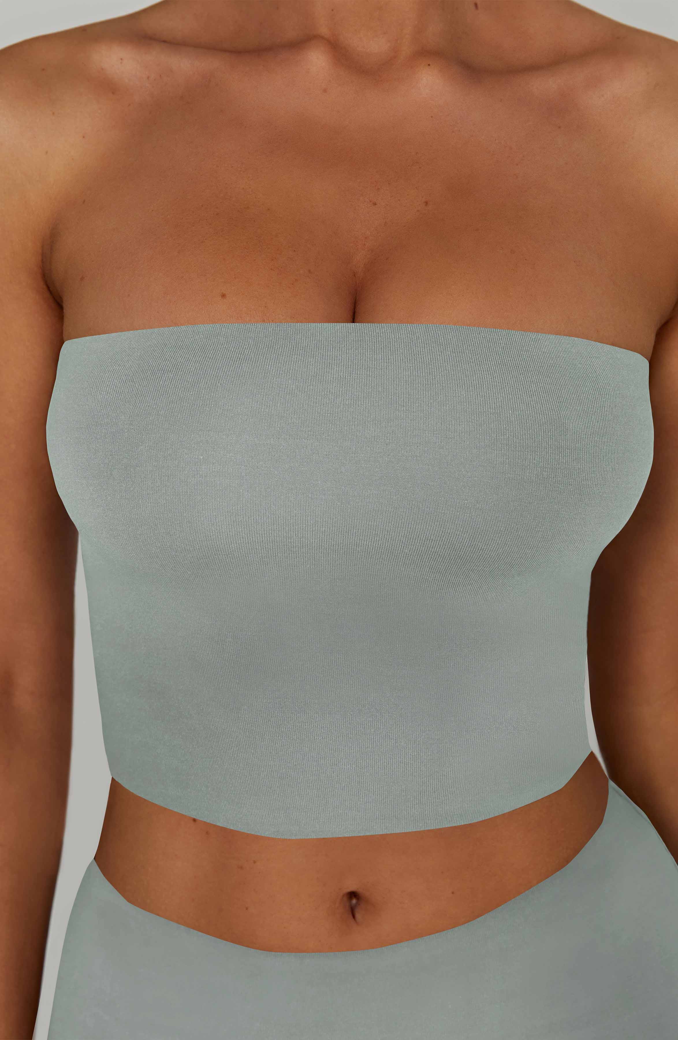 Straplez Crop Top – Su Yeşili
