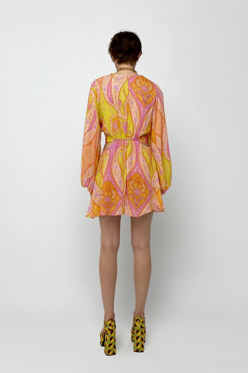 Renata Dekolteli Düğümlü Mini Elbise