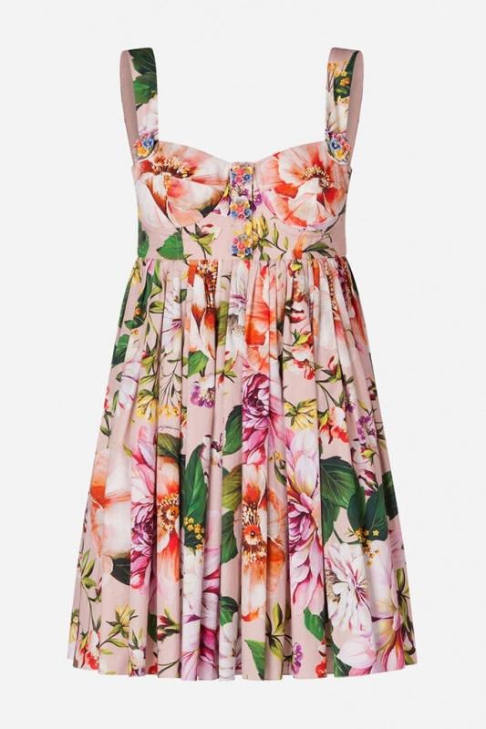 Rubie Baskılı Fırfırlı Büzgülü Mini Elbise