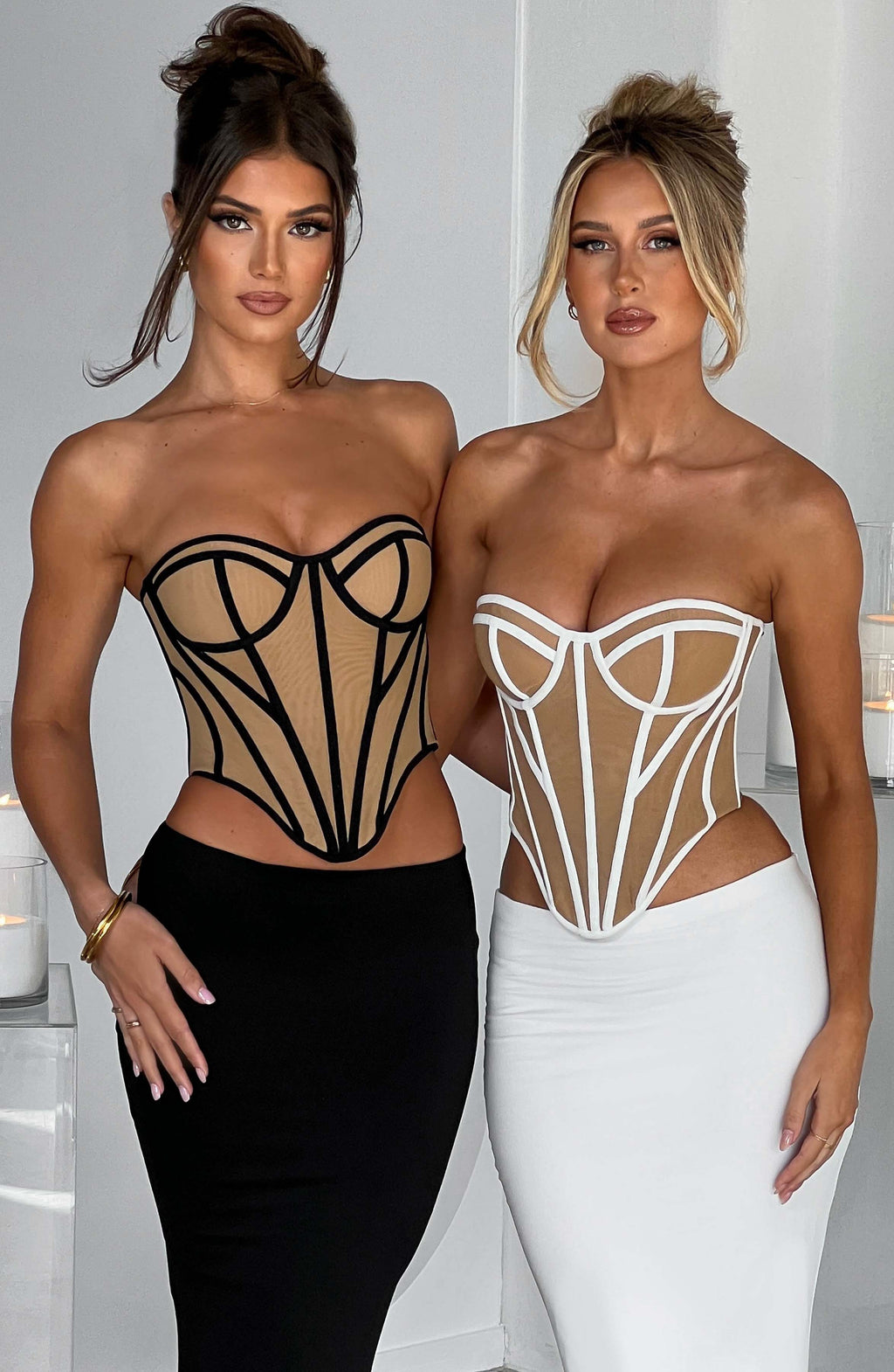 Straplez Korsaj Detaylı Dantelli Bluz – Siyah