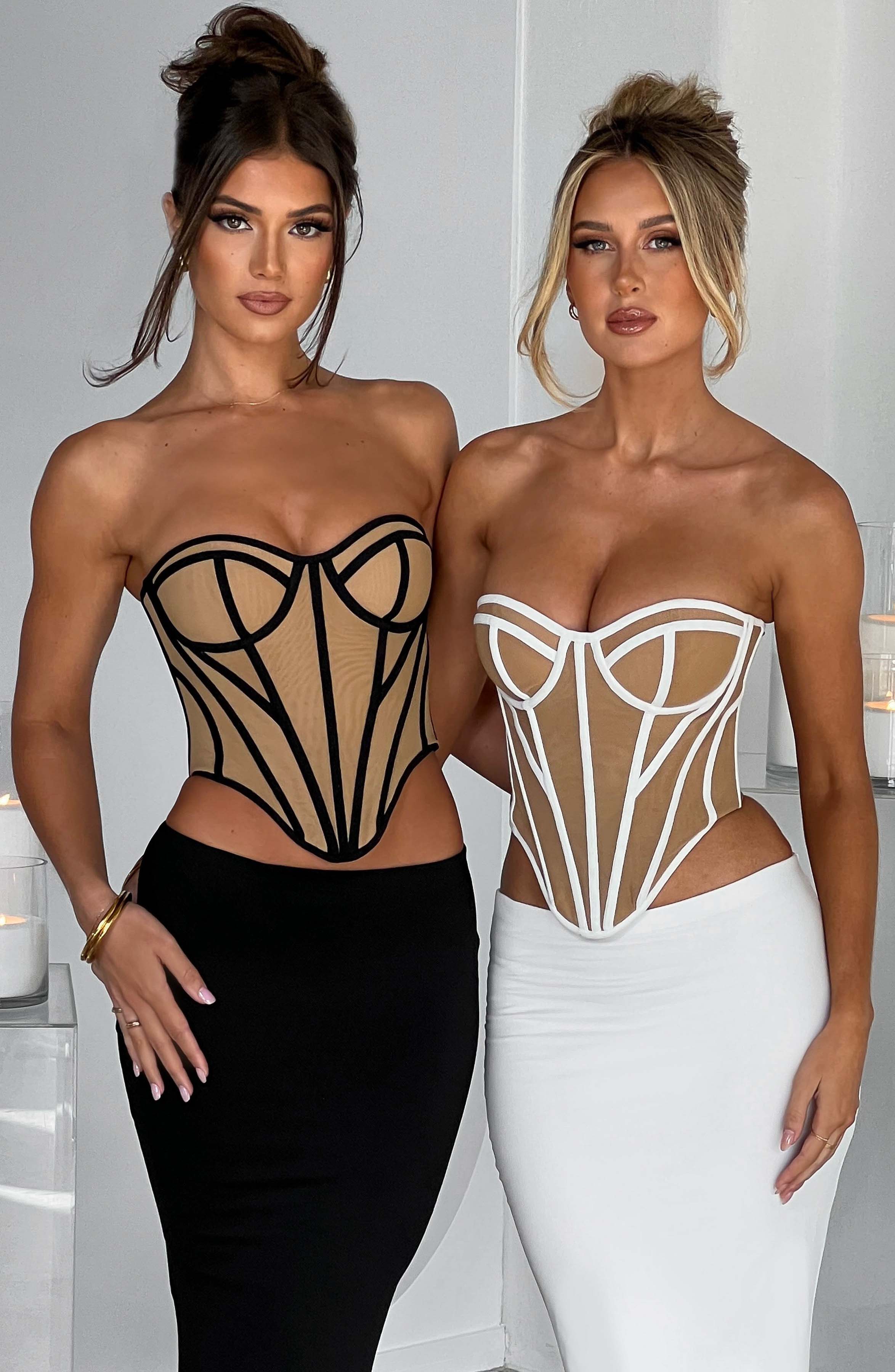 Straplez Korsaj Detaylı Dantelli Bluz – Siyah