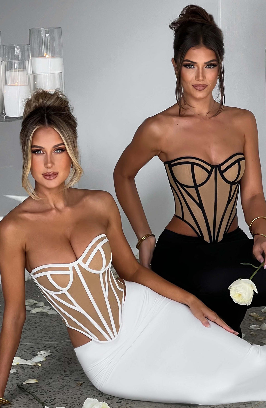 Straplez Korsaj Detaylı Dantelli Bluz – Siyah