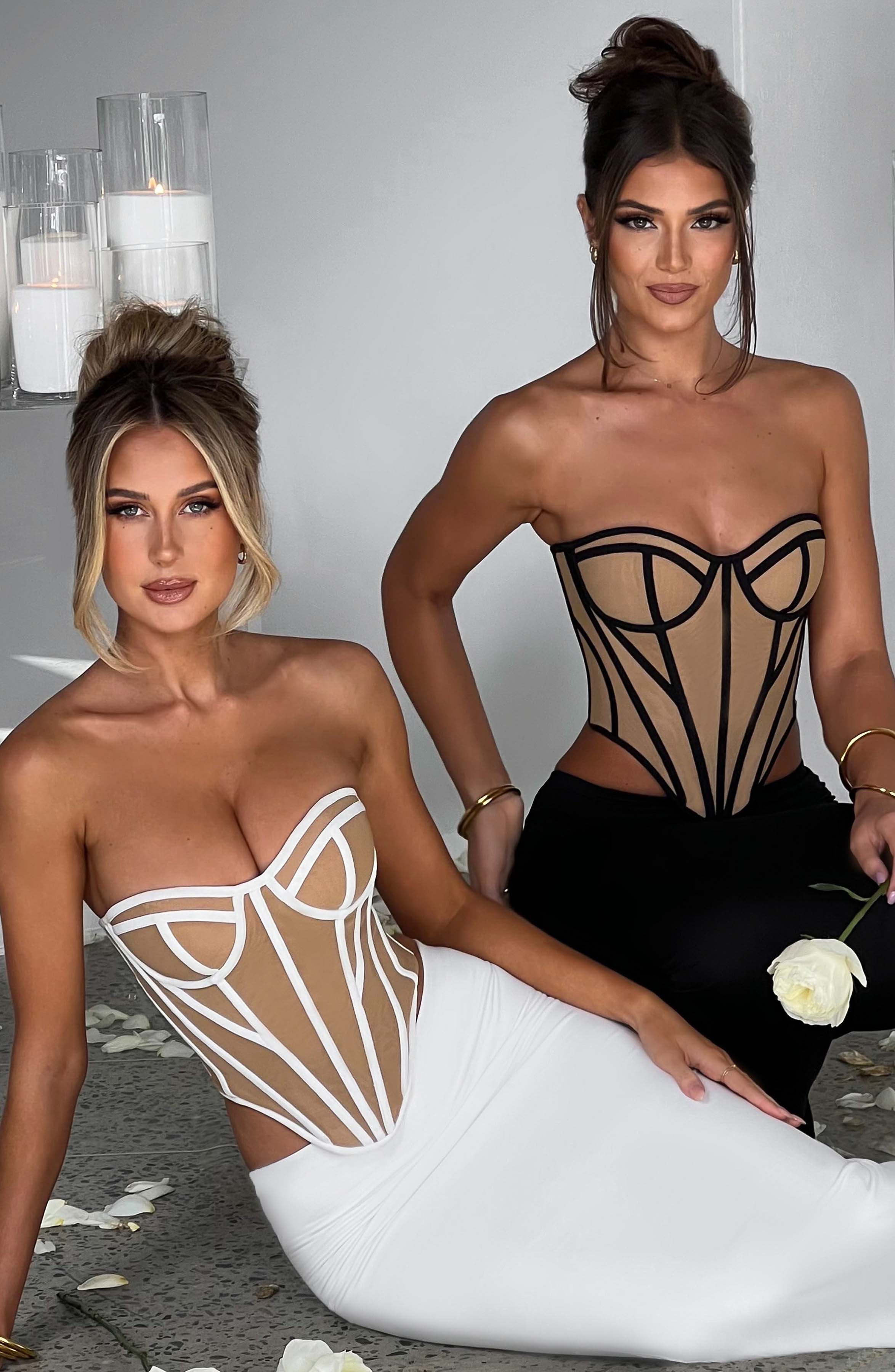 Straplez Korsaj Detaylı Dantelli Bluz – Siyah