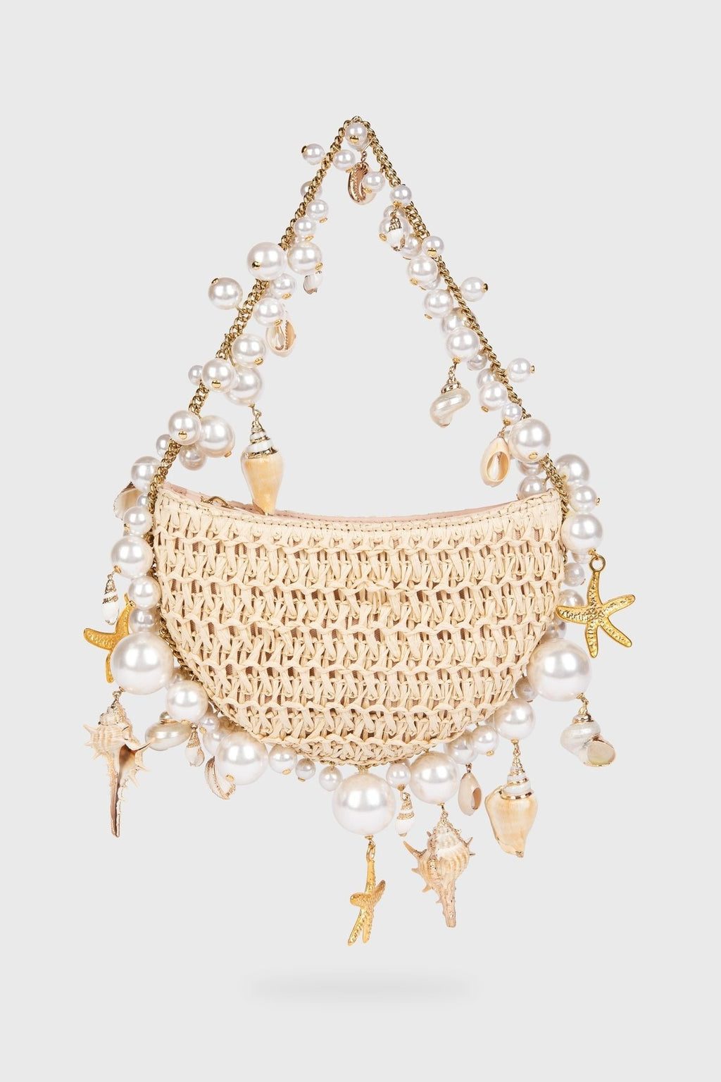 Sea Wonder İnci Hasır Hobo Çanta