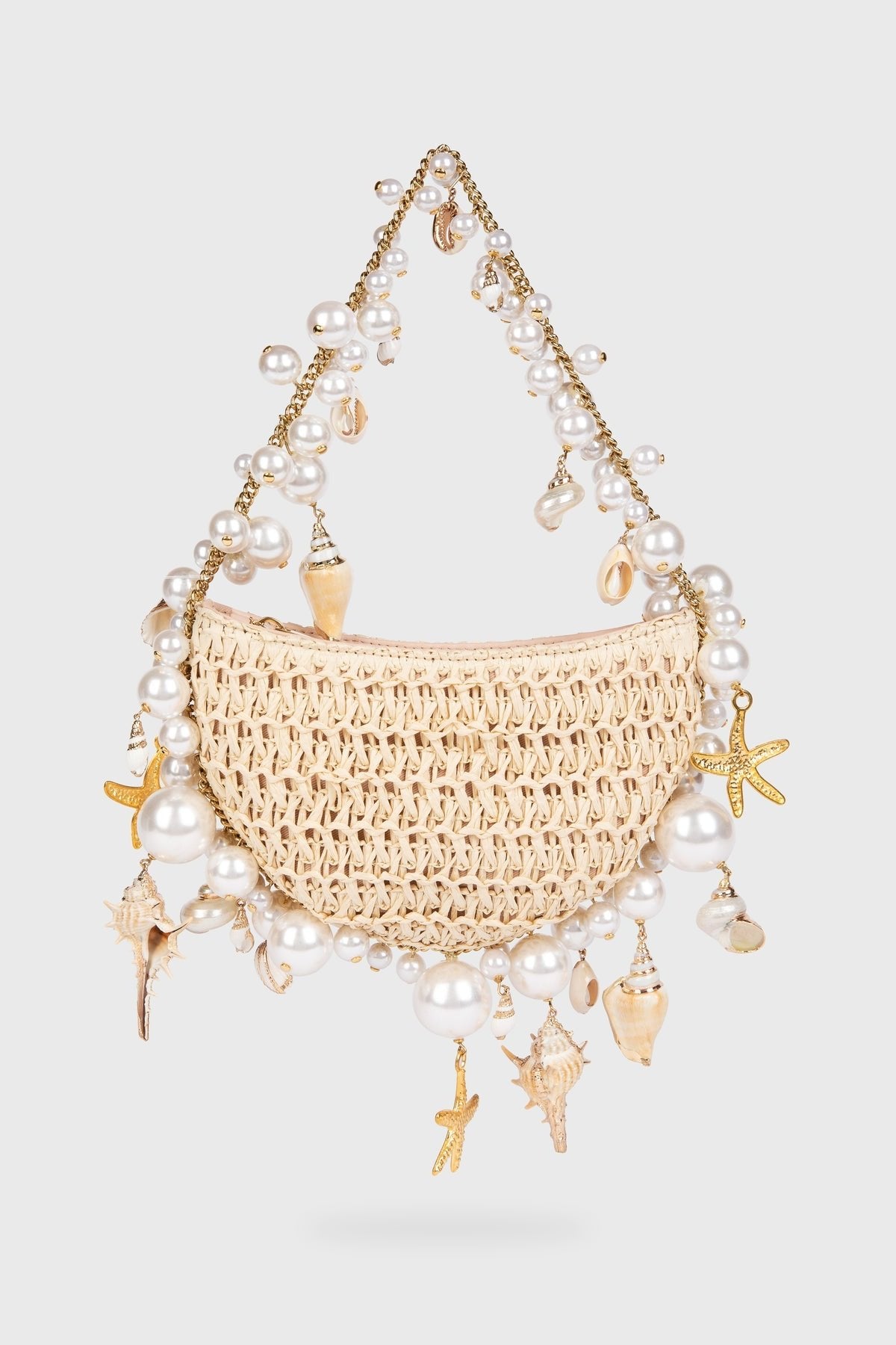 Sea Wonder İnci Hasır Hobo Çanta