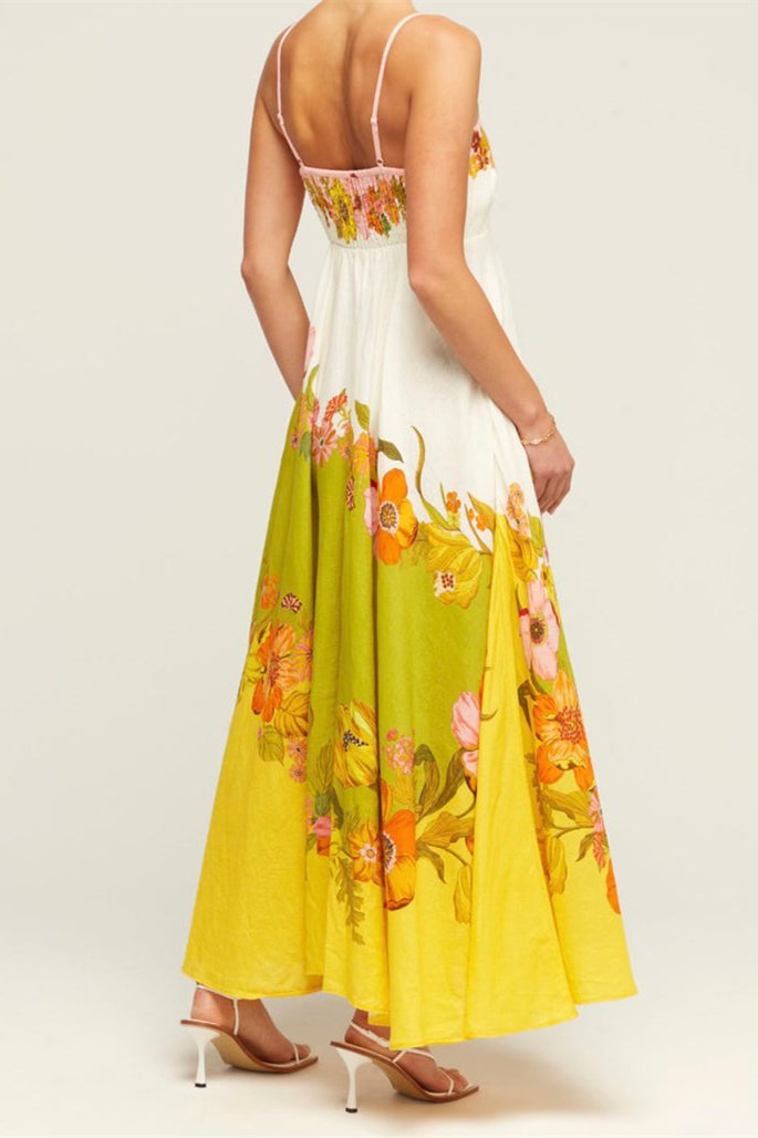 Sheila Çiçek Desenli Midi Elbise