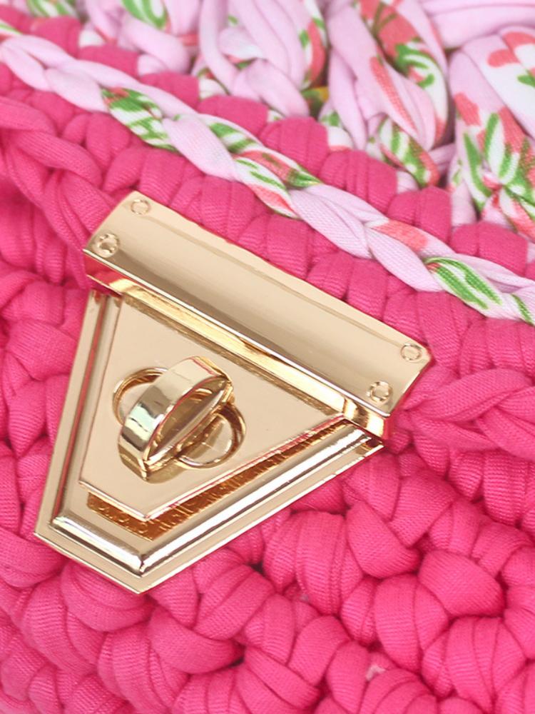 Tara Kontrast Renk Dokuma Püsküllü Kapaklı Çanta