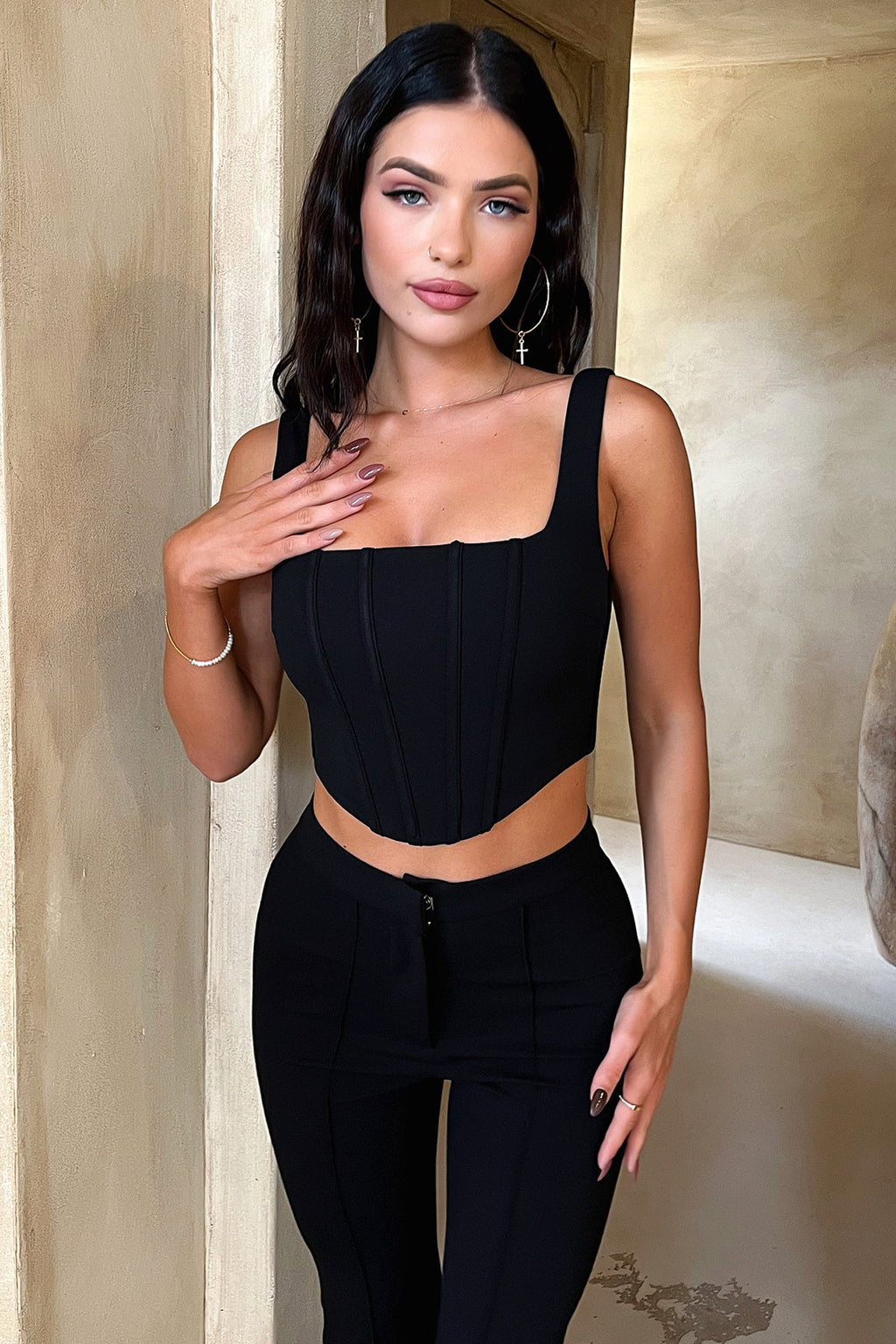 Token Corset Top - Siyah