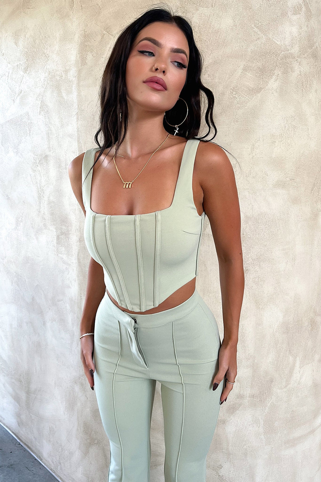 Token Corset Top - Adaçayı