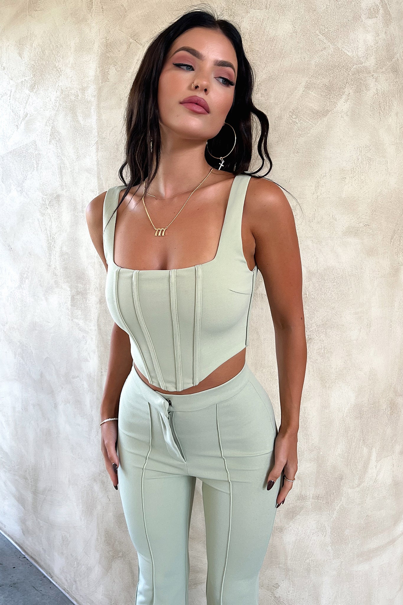 Token Corset Top - Adaçayı