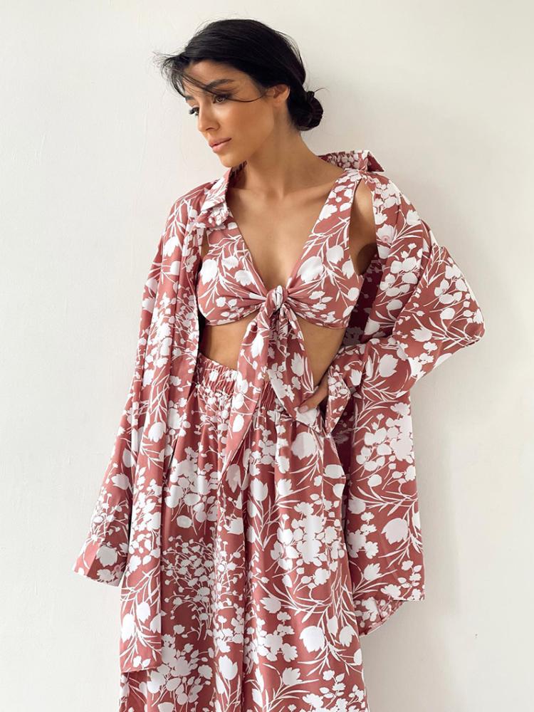 Trivia Baskılı Üç Parça Salon Takımı