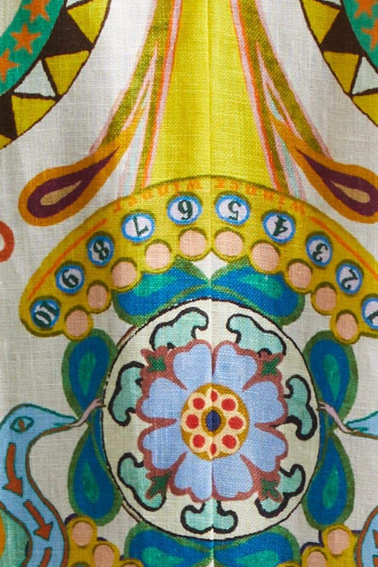 Una Grafik Desenli Kolsuz Midi Elbise