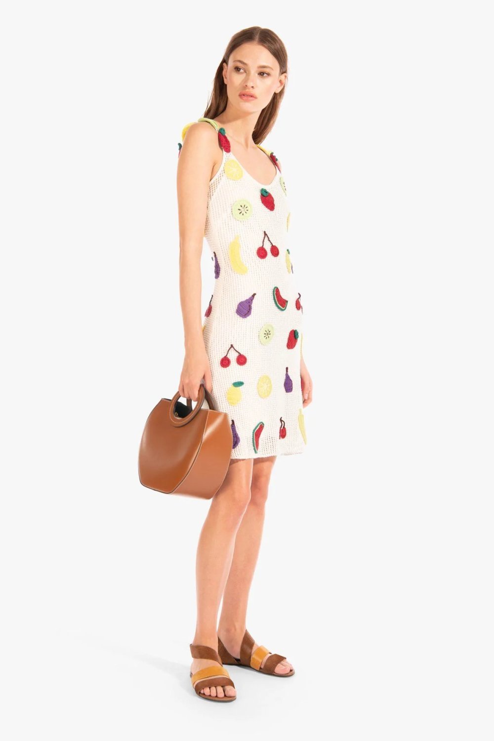 Via Fruit Patchwork Tığ İşi Mini Elbise