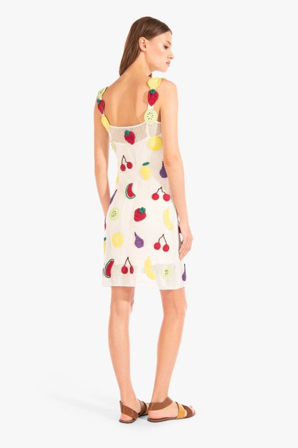 Via Fruit Patchwork Tığ İşi Mini Elbise