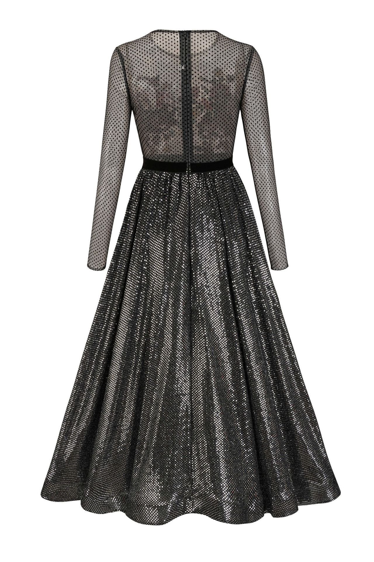 Zona Çiçek İşlemeli File Midi Elbise